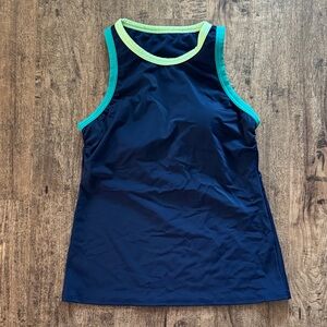 Navy Blue and Green Women's Swim Tank size small 4/6